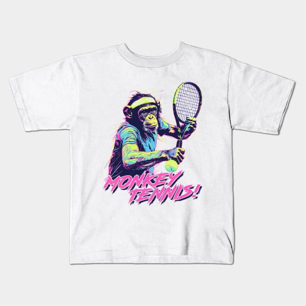 Monkey Tennis! Kids T-Shirt by DankFutura